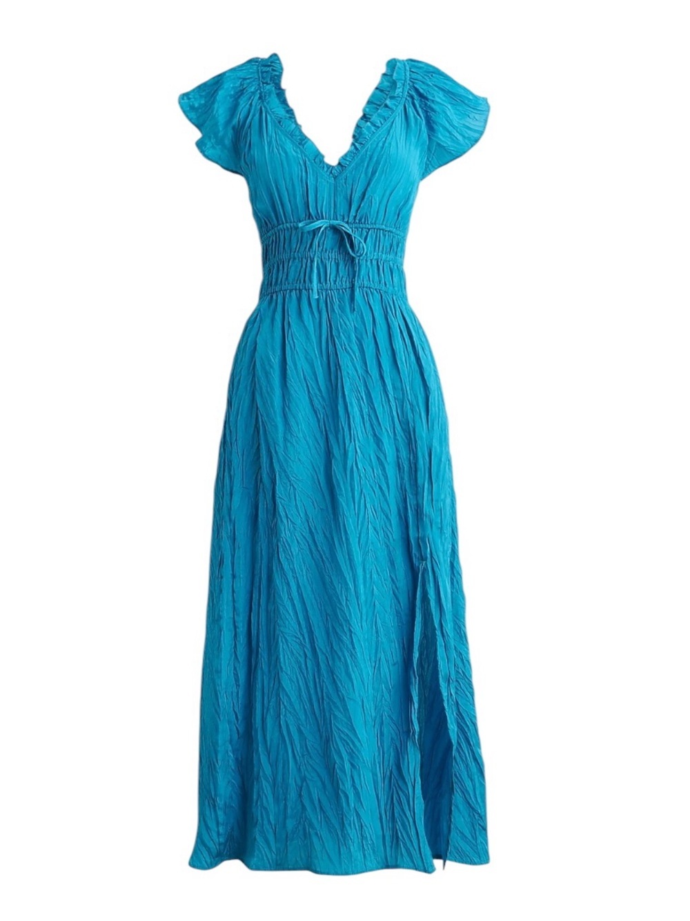 NWOT J. Crew Palermo Crinkle Maxi Dress in Nordic Turquoise Blue Size Medium